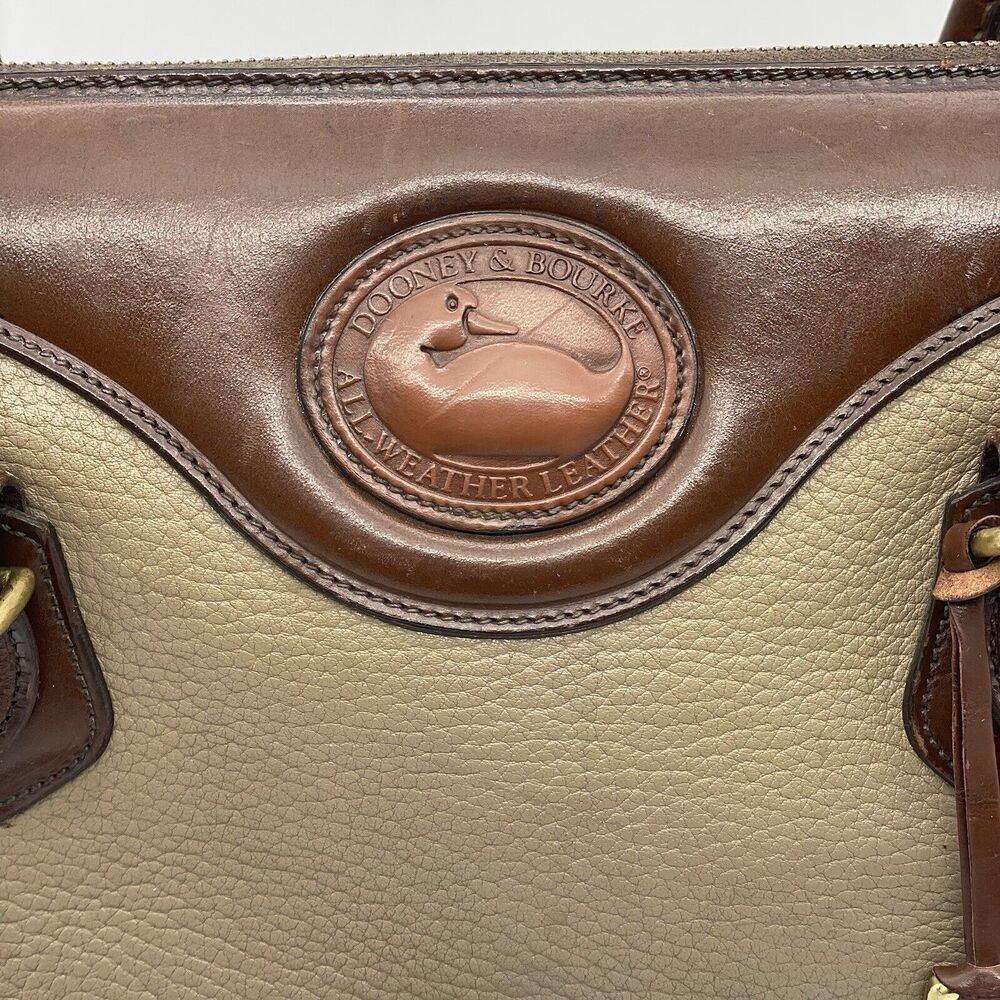 Dooney & Bourke All Weather Leather Boston Satchel Bag Taupe Burnt Cedar Vtg 80s - Picture 6 of 16